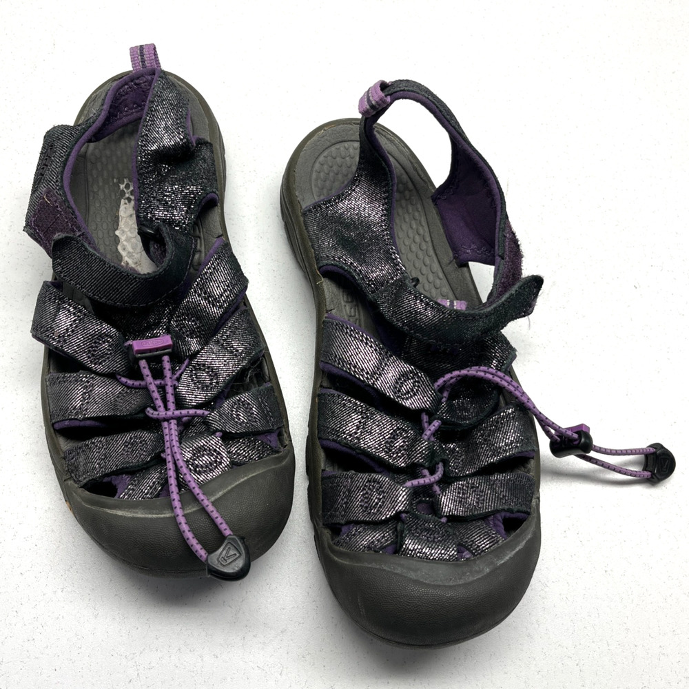 Girls Keen Newport Purple Gray Glitter Casual Hiking Sandals Shoes Size 6 Youth